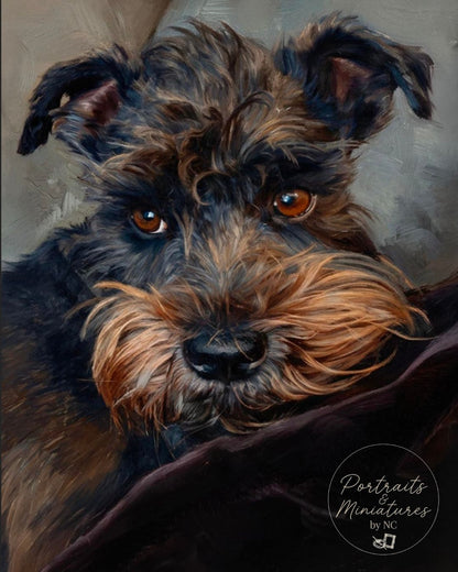 Miniature Schnauzer Hand-Painted Digital Portrait | Portrait Commission
