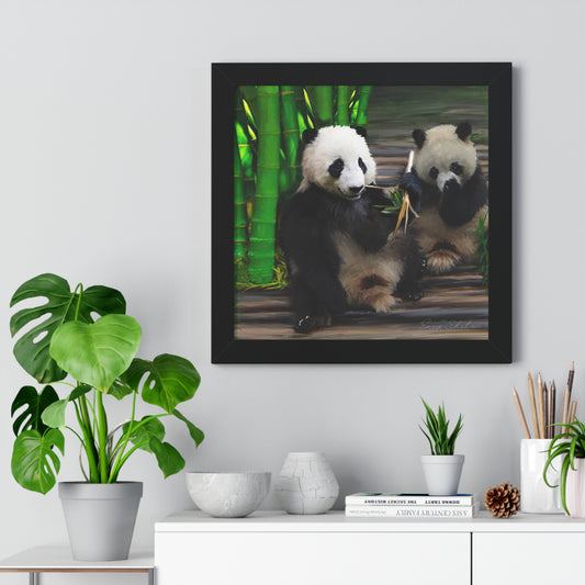 Framed Vertical Poster - Pandas black frame