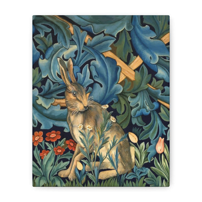 Matte Canvas, Stretched, 1.25" - William Morris Inspired Forest Rabbit