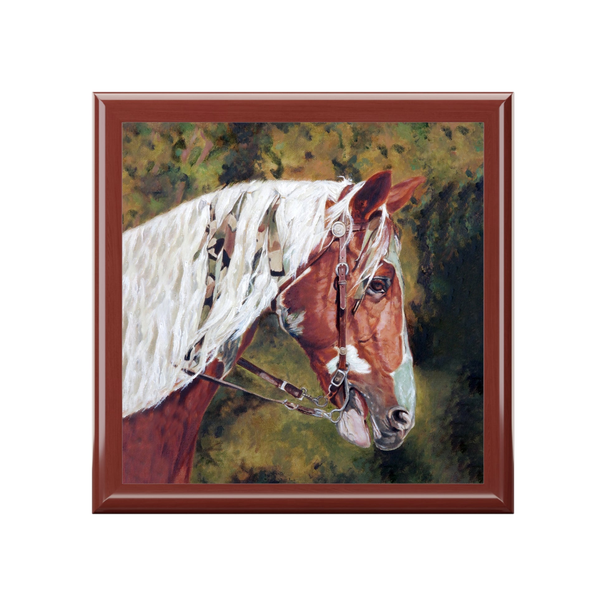 Lacquered Jewelry Keepsake Box with Horse Head
