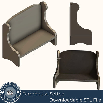 The Farmhouse Settee - 1:12 Scale Miniature