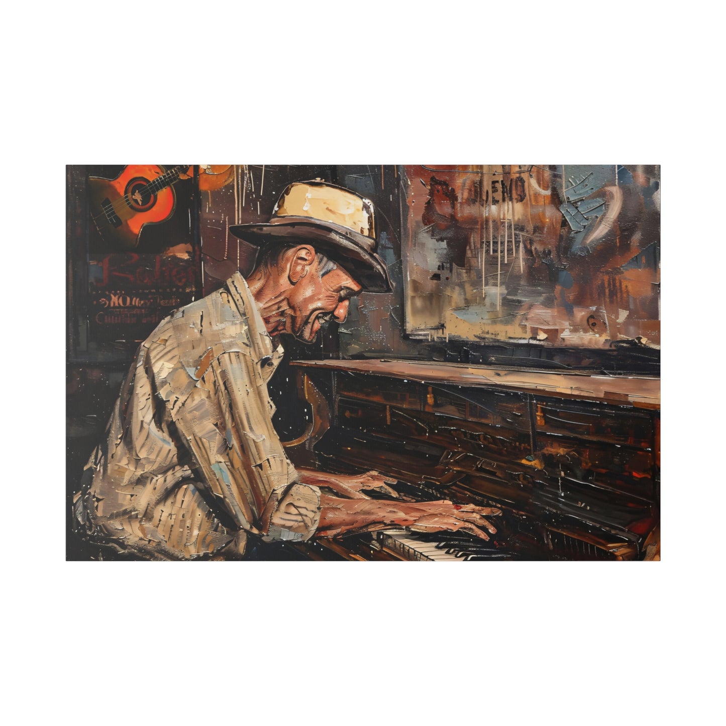 Matte Canvas, Stretched, 0.75" - Honky Tonk Piano Player