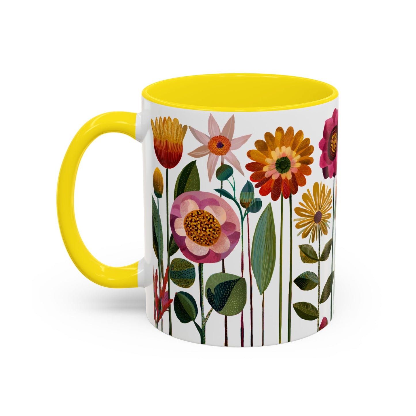 Floral Accent Coffee Mug - Vibrant Flower Design, Perfect for Home or Office, Great Gift for Garden Lovers, Spring Decor, Unique Floral Mug