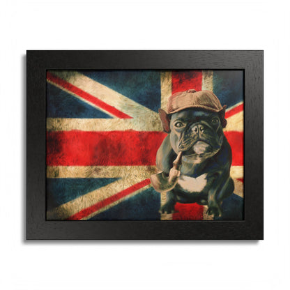 British Bulldog Art Print — Framed Vintage Union Jack Poster in black frame