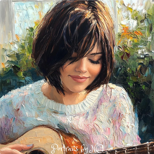 Oil Painting of Guitar Player