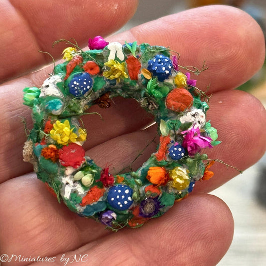 Dolls House Miniature Easter Wreath Suitable for 1/24 or 1/12 Scale