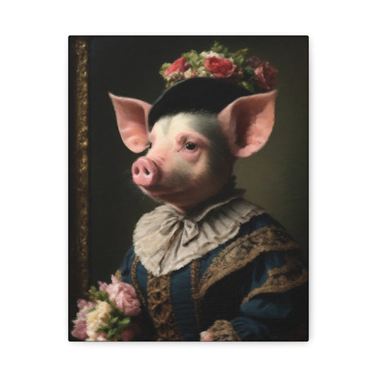 Piggy in Victorian Elegance Stretched Canvas Wall Art