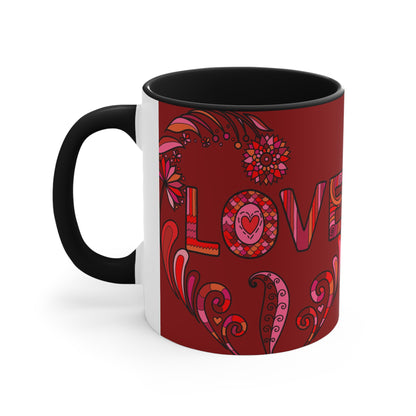Accent Two Tone Coffee Mug, 11oz - Boho Love Mug black handle