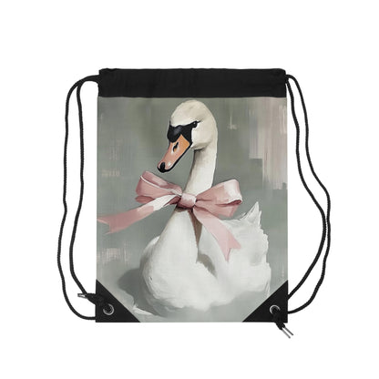 Elegant Swan Drawstring Bag, Perfect for Gifts, Gym, School, Travel, Unique Art Accessories