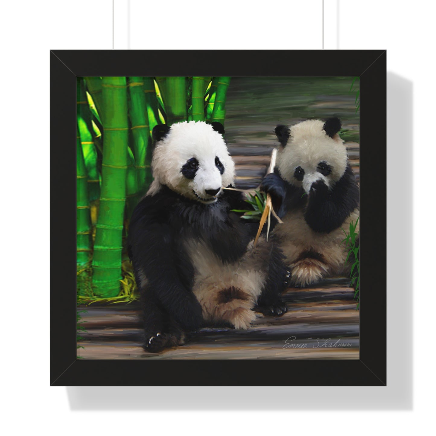 Framed Vertical Poster - Pandas black frame