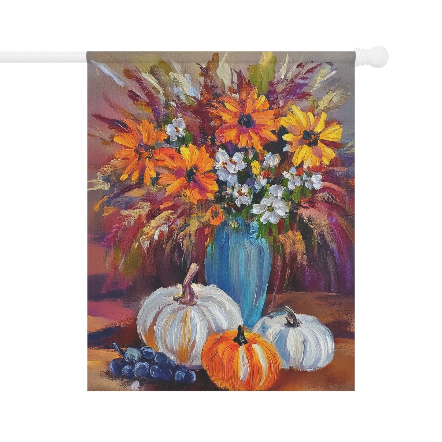 Autumn Garden Banner, Fall Decor Flag, Seasonal House Flag, Floral Garden Decoration, Pumpkin Harvest Sign, Outdoor Party Decor