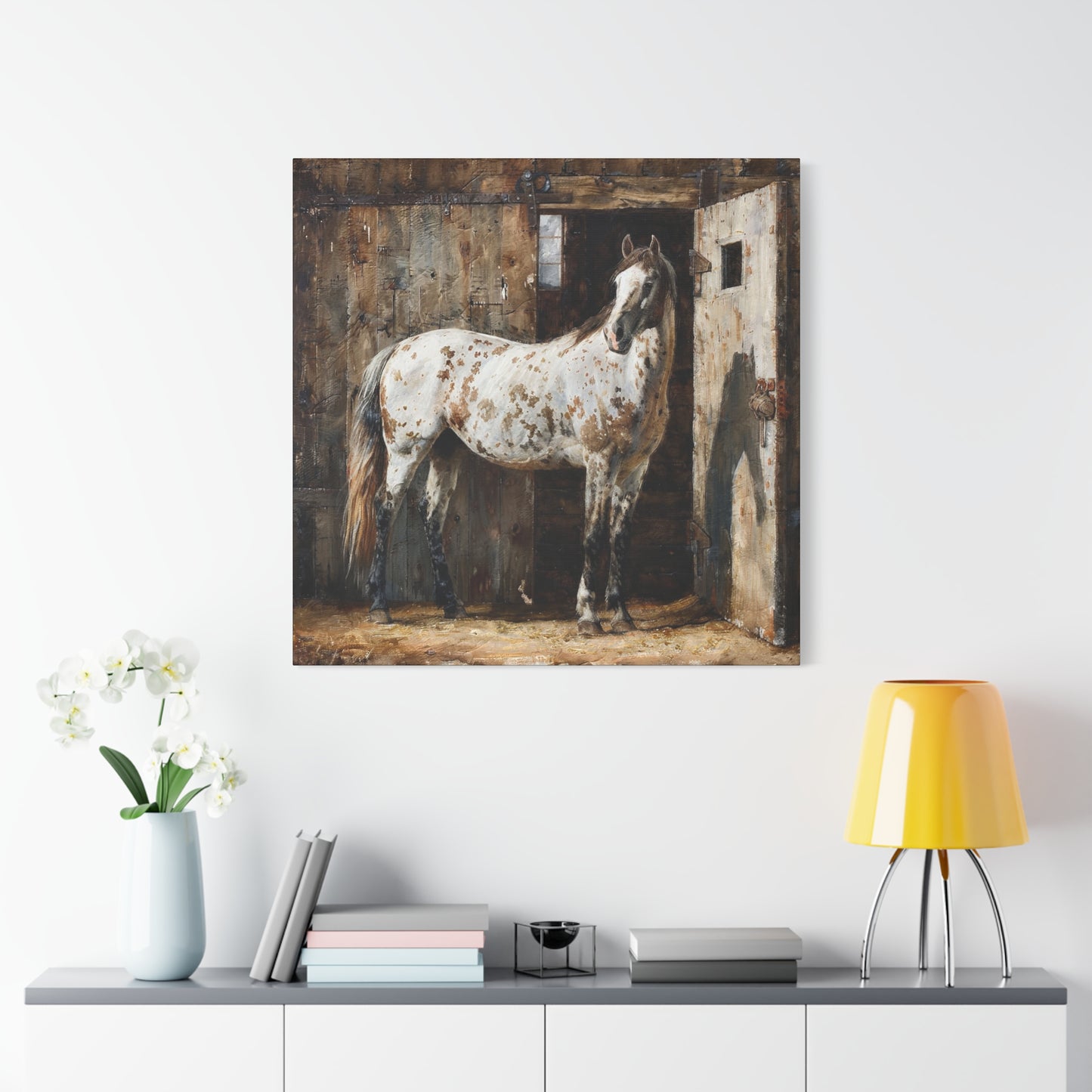 Appaloosa Horse Canvas Wall Art — Rustic Equestrian Stretched Matte Print
