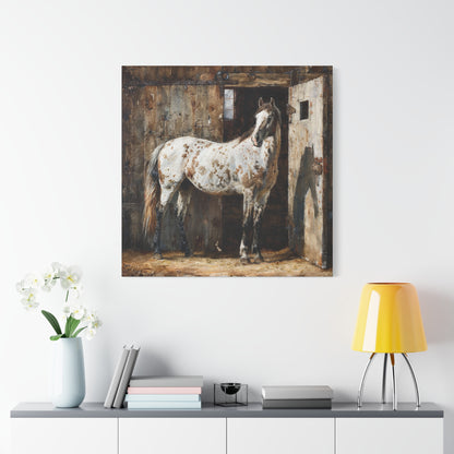 Appaloosa Horse Canvas Wall Art — Rustic Equestrian Stretched Matte Print