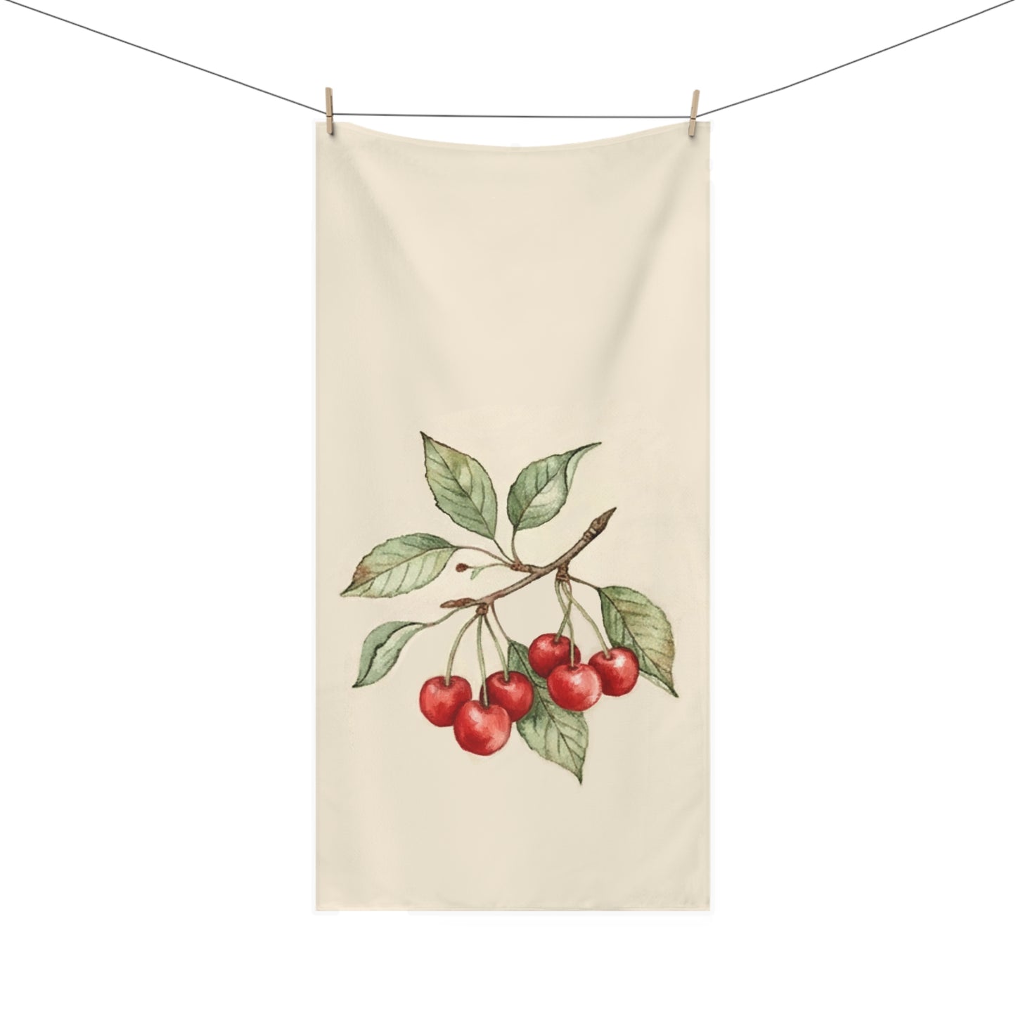 Cherry Branch Beach Towel — Vintage Botanical Cotton-Mink Blend