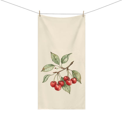 Cherry Branch Beach Towel — Vintage Botanical Cotton-Mink Blend