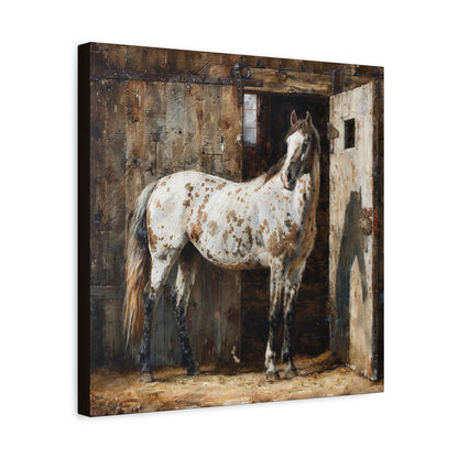 Appaloosa Horse Canvas Wall Art — Rustic Equestrian Stretched Matte Print