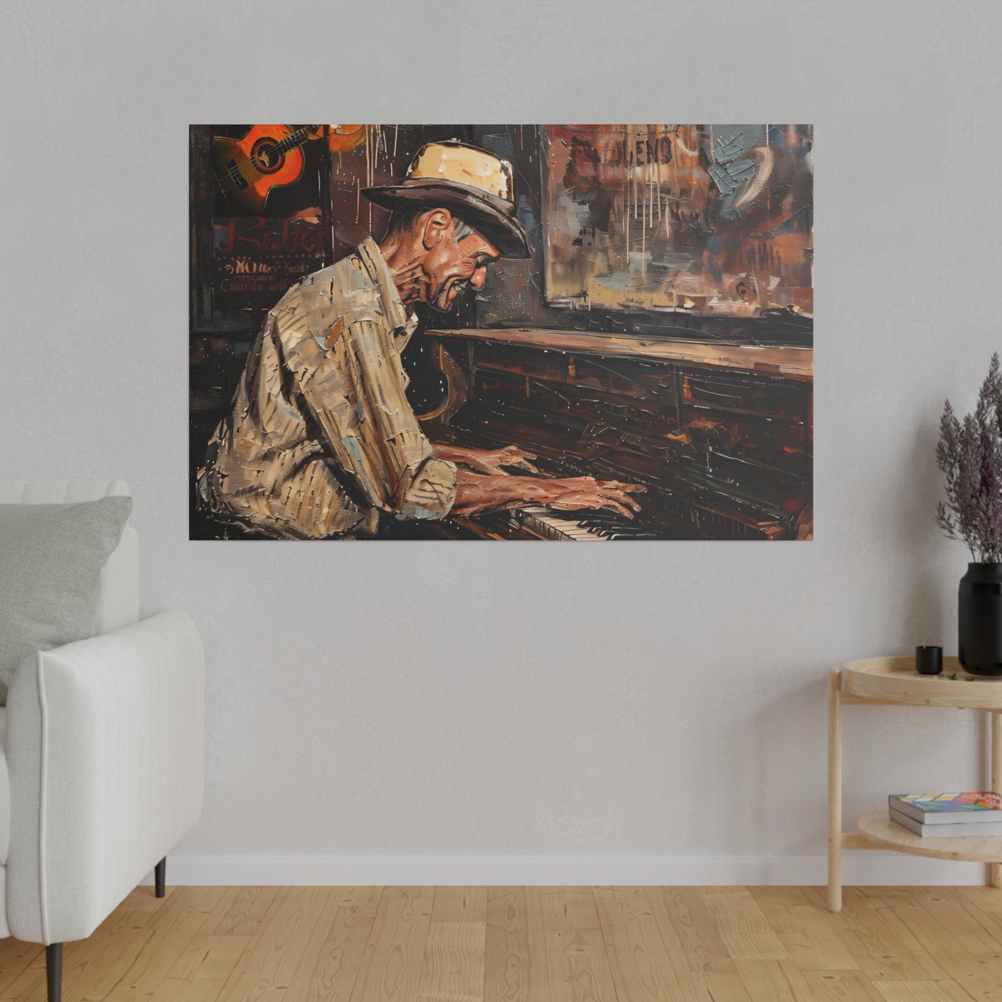 Matte Canvas, Stretched, 0.75" - Honky Tonk Piano Player