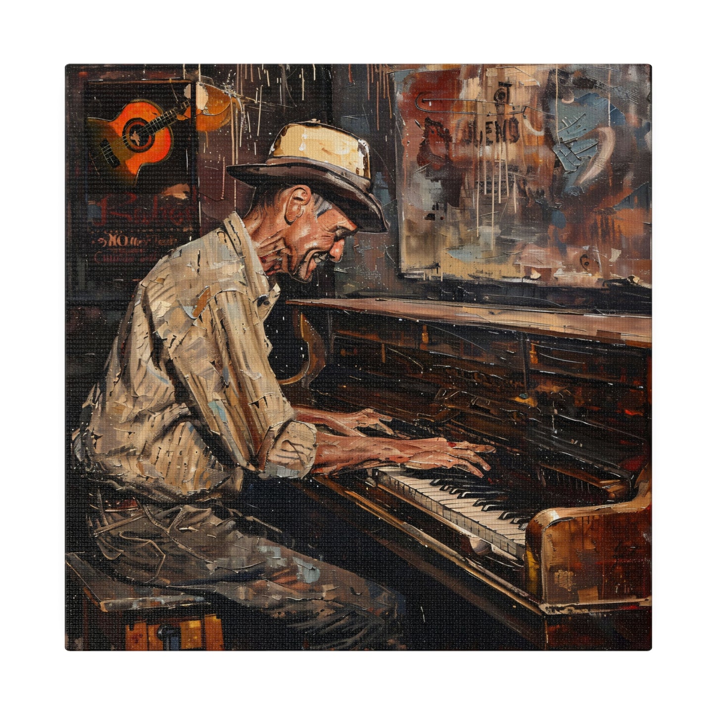 Matte Canvas, Stretched, 0.75" - Honky Tonk Piano Player