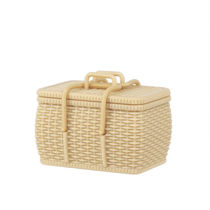 Woven Bamboo Basket Picnic Rattan Dollhouse Basket 1/6 Scale light brown