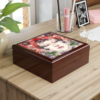 Jewelry/ Keepsake Box - Poppy Fairy - Lacquered Box  mahogany