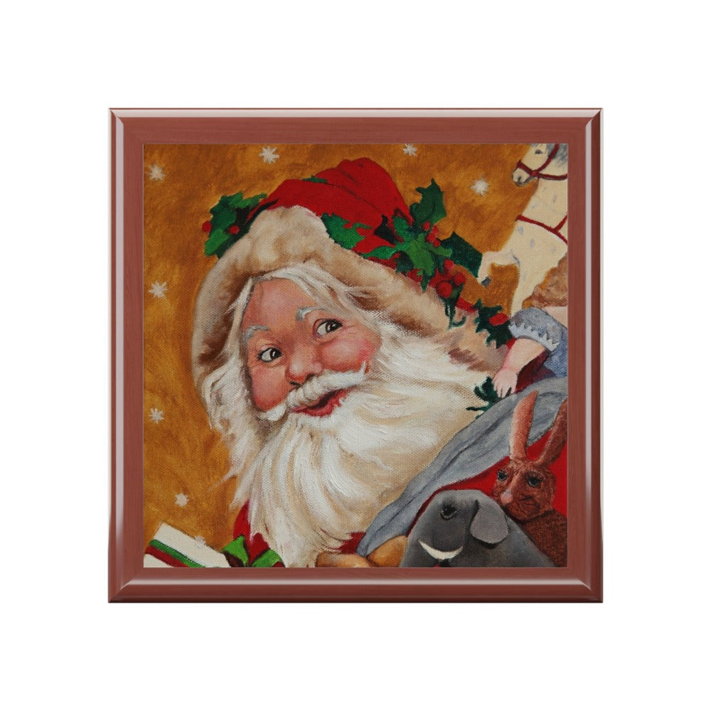 Keepsake/Jewelry Box - Jolly Santa -  Lacquer Box