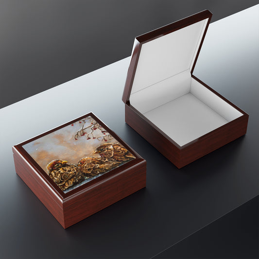 Jewelry/Keepsake Box - Sparrows - Wood Lacquer Box  open