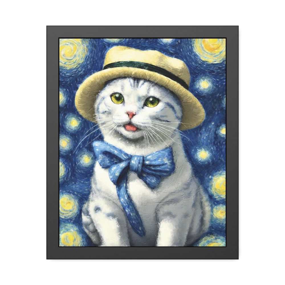 Starry Eye Cat Poster - Framed Paper Posters 