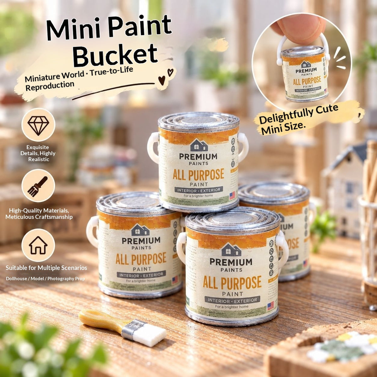 Miniature Paint Bucket and Brush Set  Main
