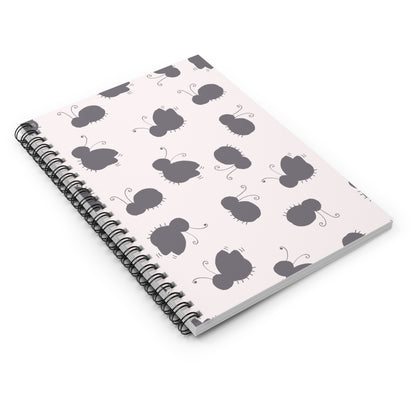 Butterfly Pattern Spiral Notebook — Cute Grey Motif Ruled Journal