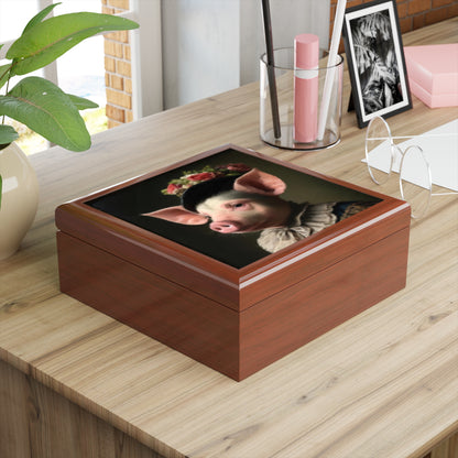 Keepsake/Jewelry Box - Pig  - Wood Lacquer Box
