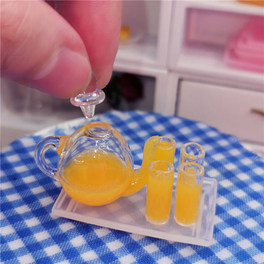Doll House Miniature 1/12 Tableware- Kitchen Accessories - Juice Pitcher with Glasses