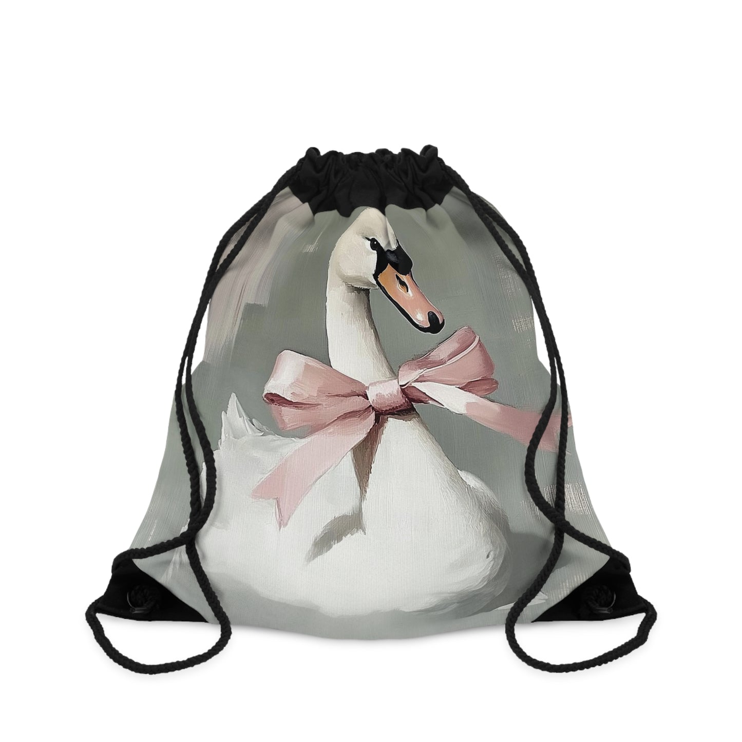 Elegant Swan Drawstring Bag, Perfect for Gifts, Gym, School, Travel, Unique Art Accessories