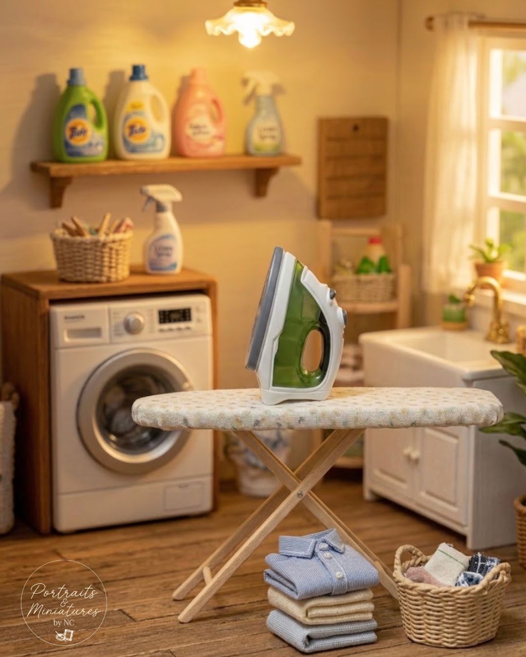 Miniature Dollhouse Iron | 1:12 Scale Laundry Room Diorama Accessory
