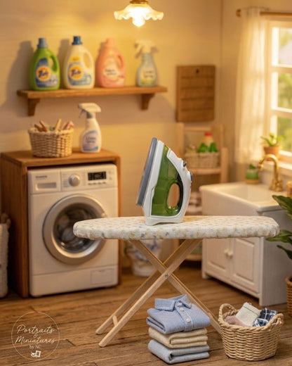 Miniature Dollhouse Iron | 1:12 Scale Laundry Room Diorama Accessory