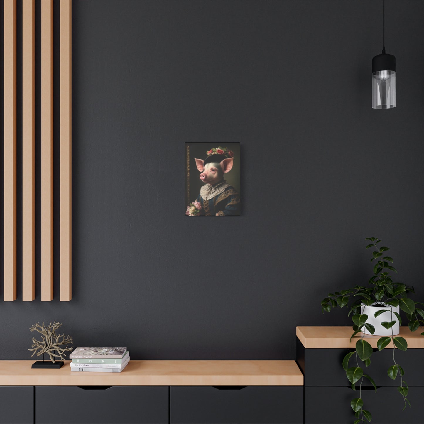 Piggy in Victorian Elegance Stretched Canvas Wall Art
