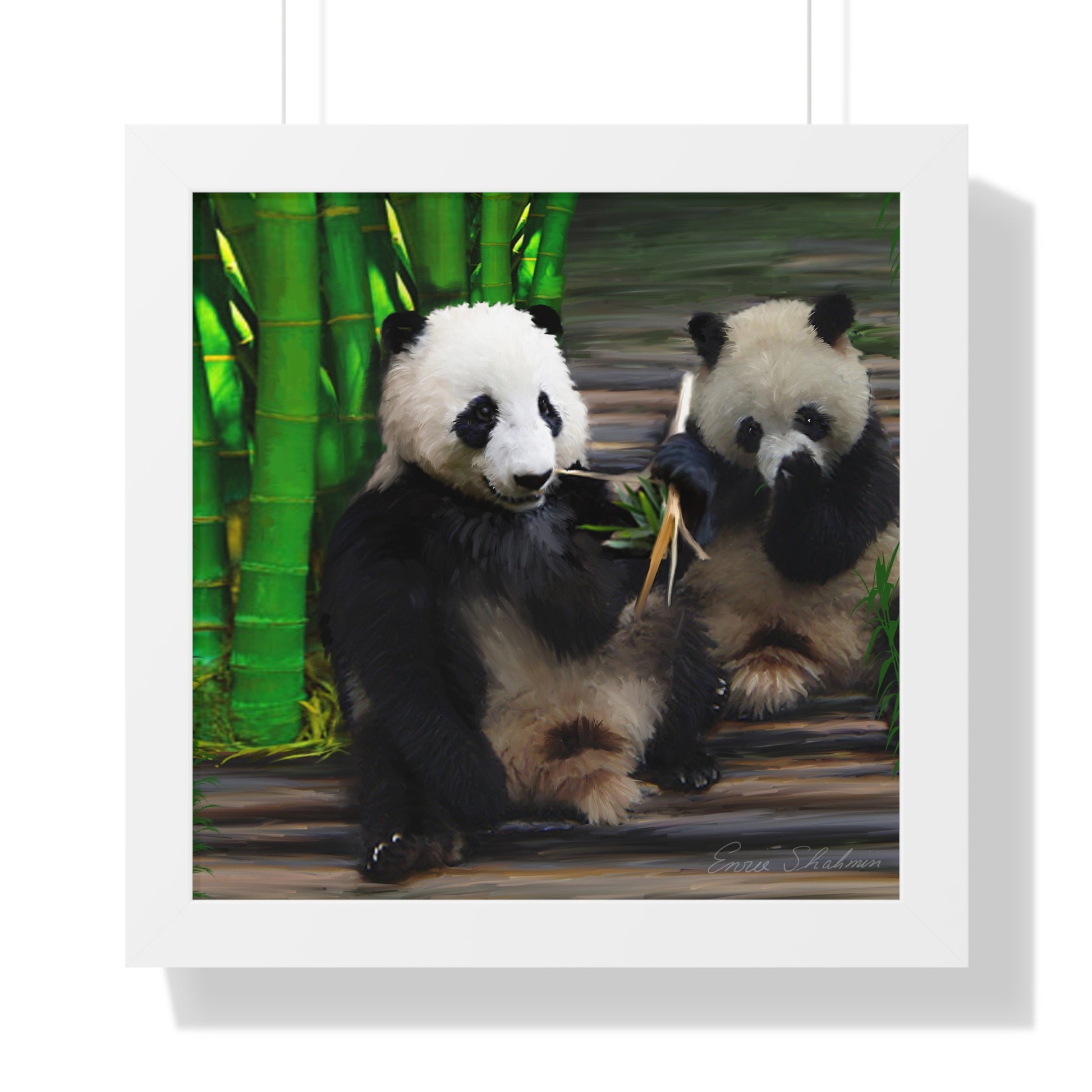 Framed Vertical Poster - Pandas white frame