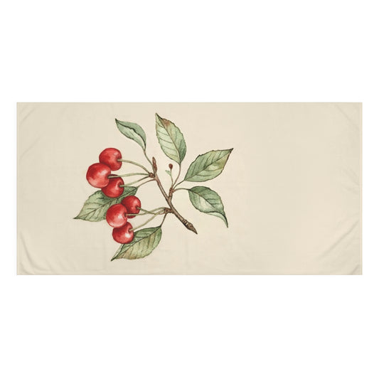 Cherry Branch Beach Towel — Vintage Botanical Cotton-Mink Blend
