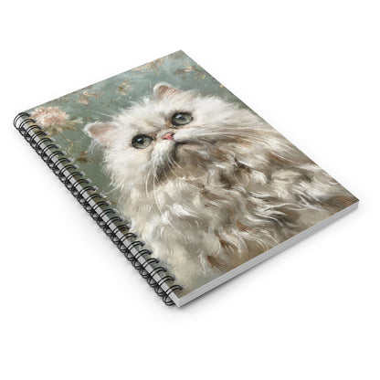 Fluffy White Persian Cat Spiral Notebook – Ruled Journal for Cat Lovers