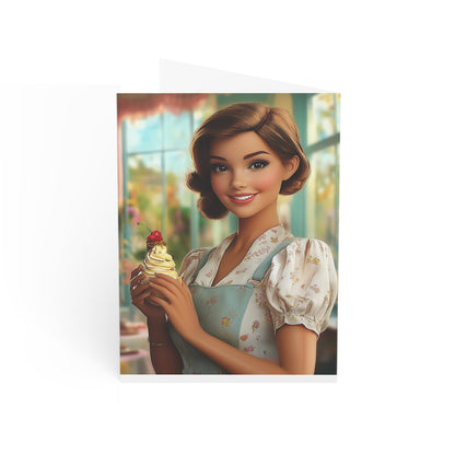 Ice Cream Parlor Gal - Greeting Cards (1, 10, 30, and 50pcs)