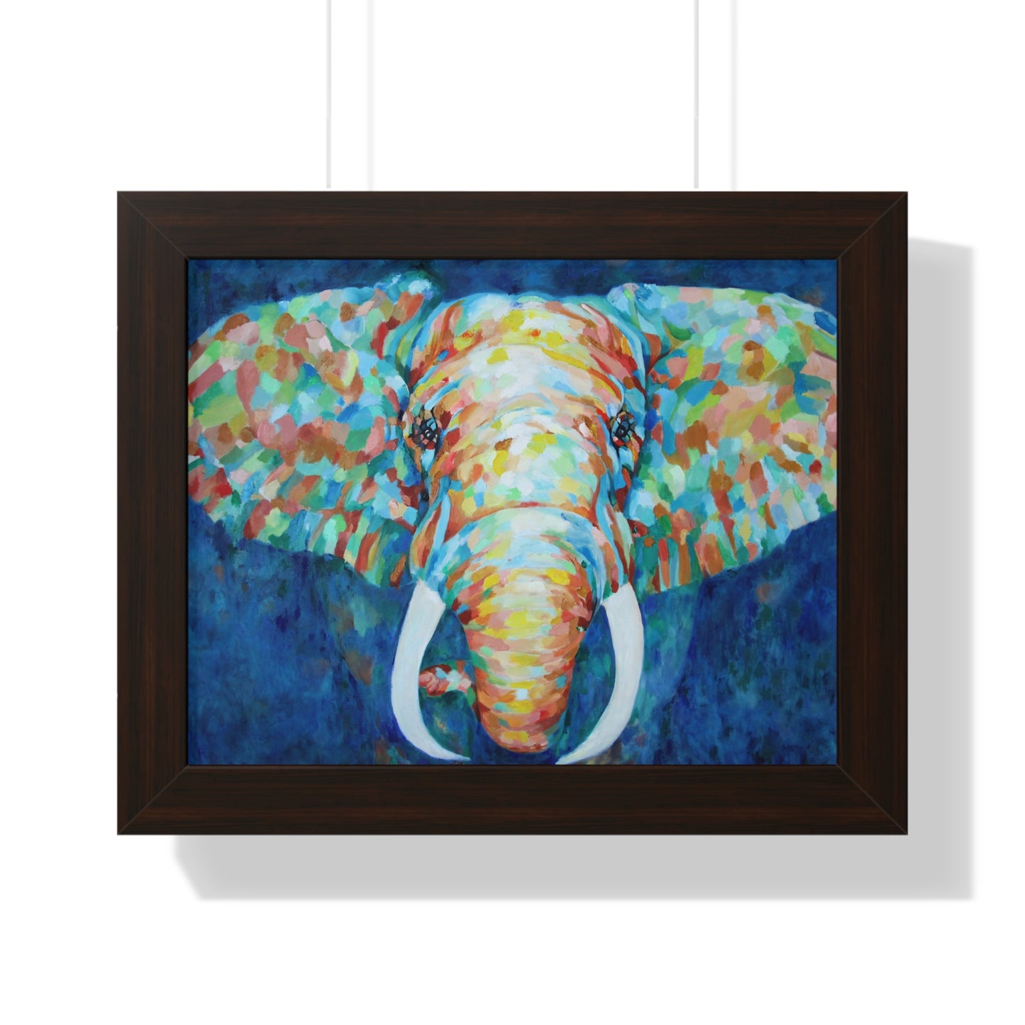 Colorful Elephant - Framed Horizontal Poster brown frame