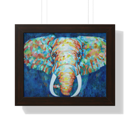 Colorful Elephant - Framed Horizontal Poster brown frame
