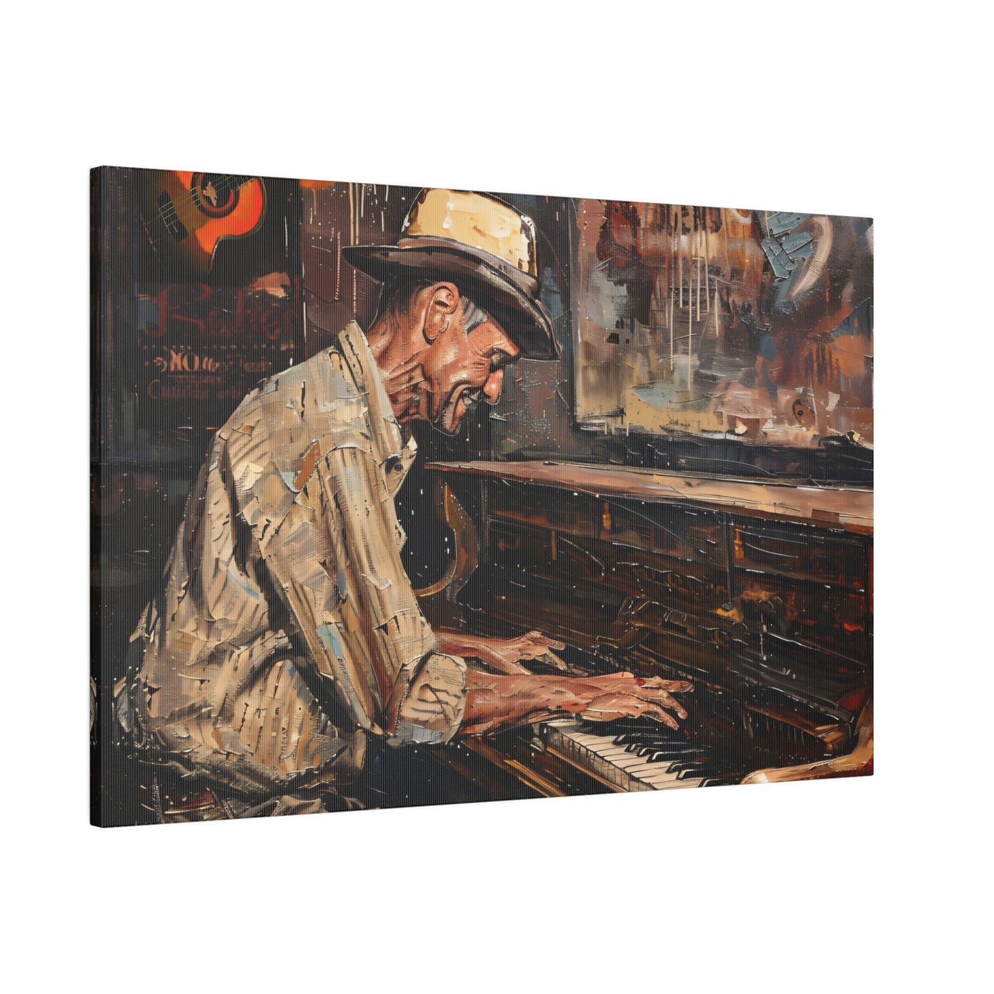 Matte Canvas, Stretched, 0.75" - Honky Tonk Piano Player