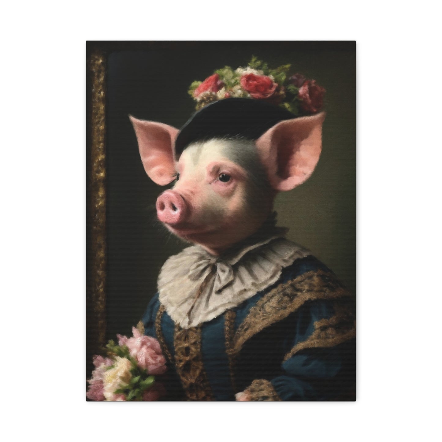 Piggy in Victorian Elegance Stretched Canvas Wall Art