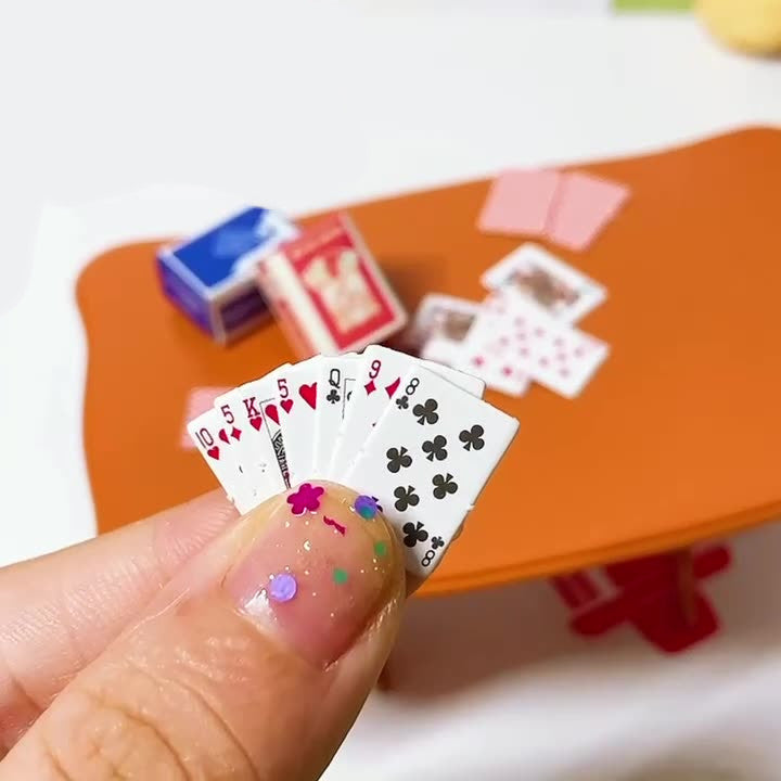 Mini Miniature Food Playing Poker Cards in situ