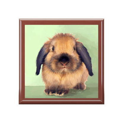 Jewelry / Keepsake Box - Holland Lop Rabbit - Lacquered Box front tile