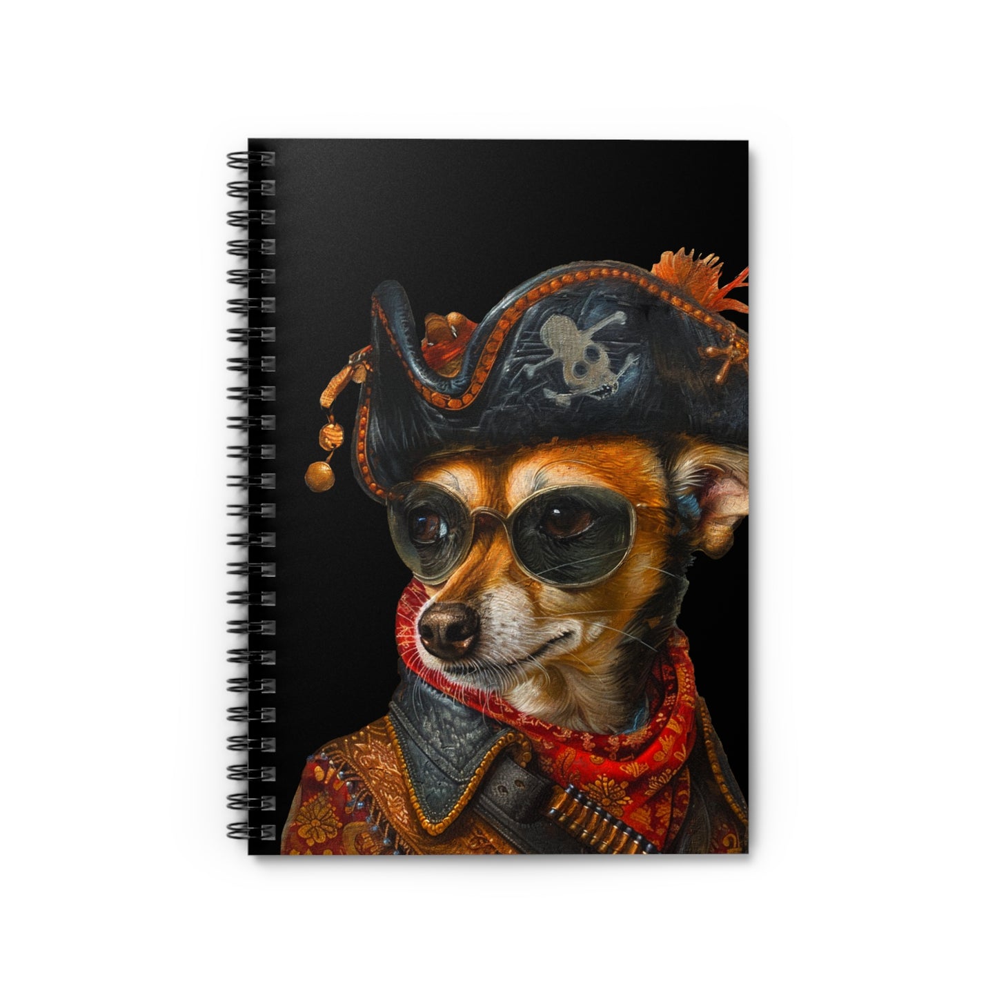 Pirate Dog Spiral Notebook — Cute Chihuahua Pirate Journal, Ruled Lined Notepad