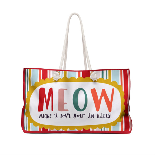 Colorful Cat-Themed Weekender Bag - Perfect for Pet Lovers, Beach Trips, Travel, Vacations, Gifts backside