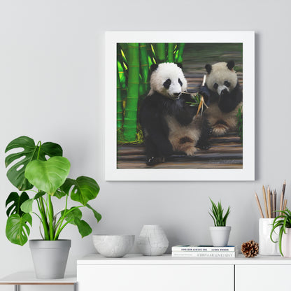 Framed Vertical Poster - Pandas white frame