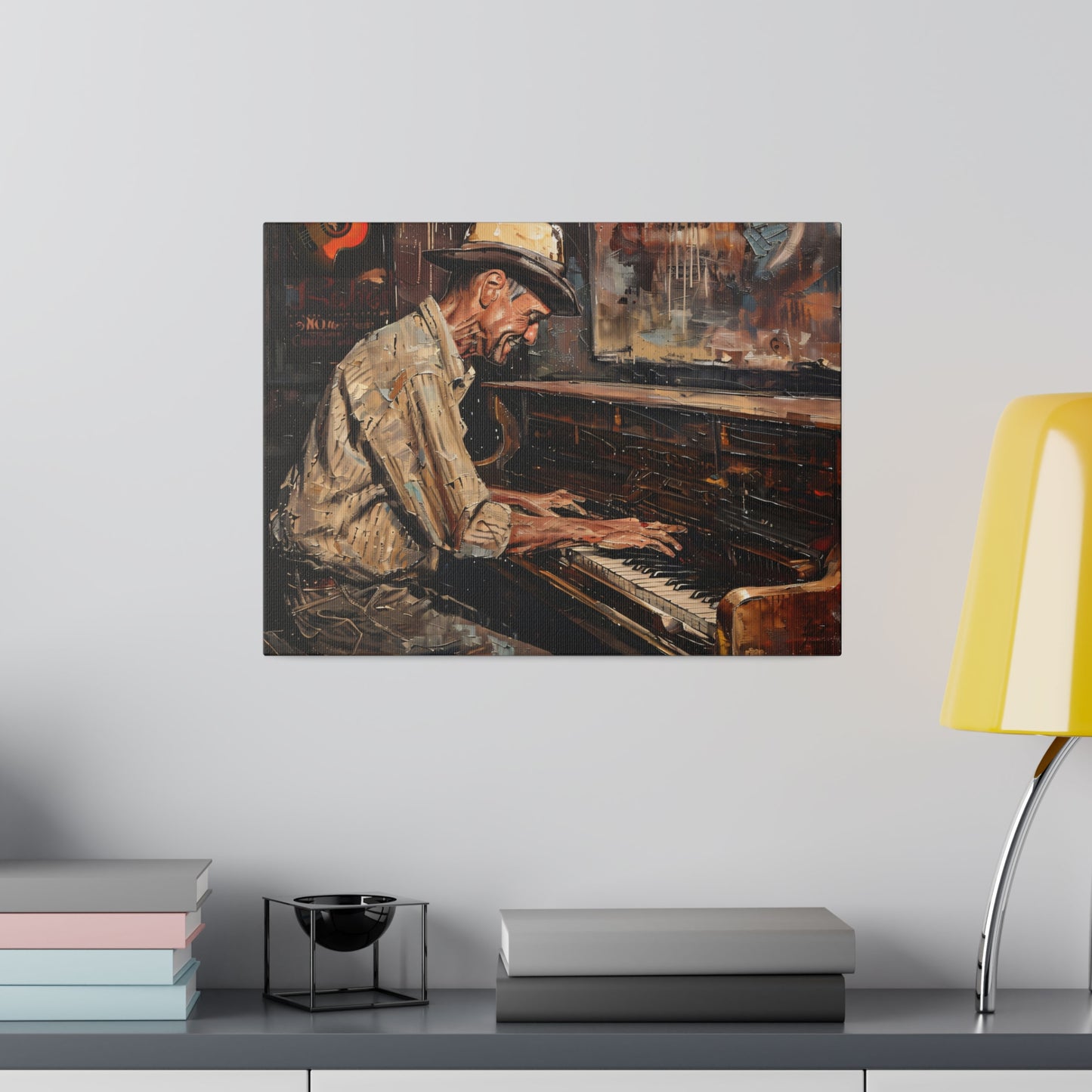 Matte Canvas, Stretched, 0.75" - Honky Tonk Piano Player