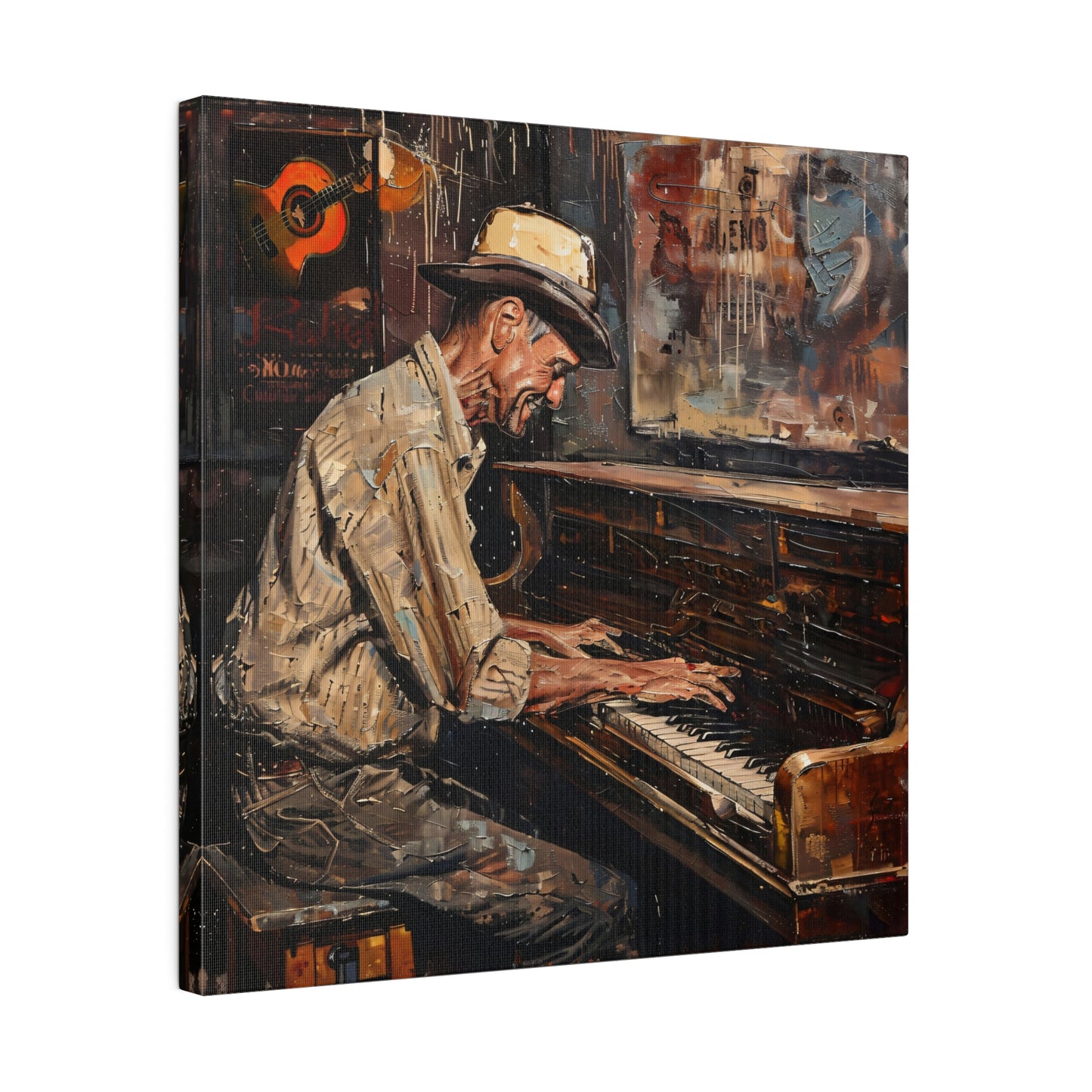 Matte Canvas, Stretched, 0.75" - Honky Tonk Piano Player